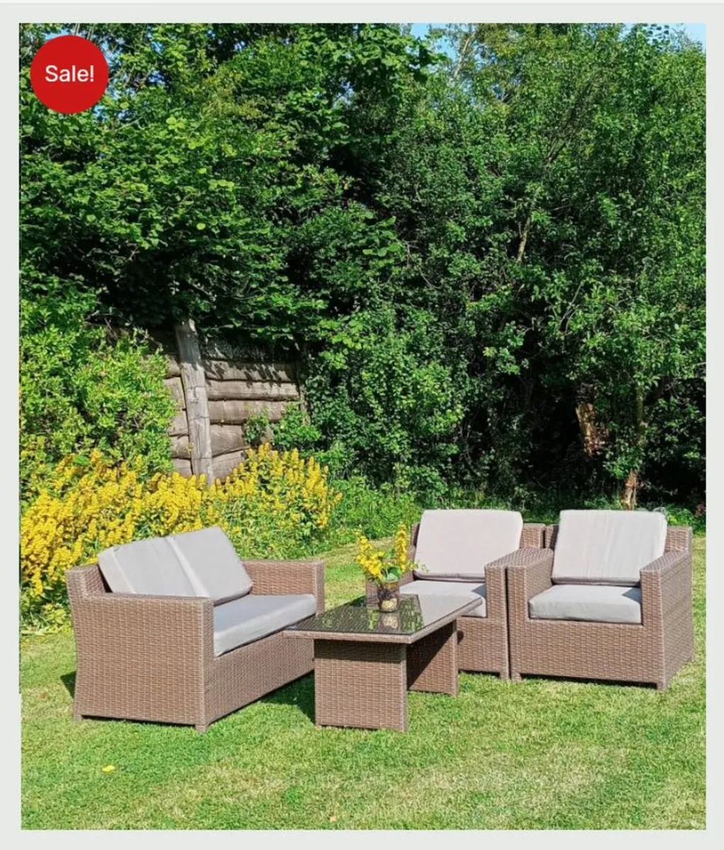 Rattan garden furniture sofa set table and chairs - Image 1