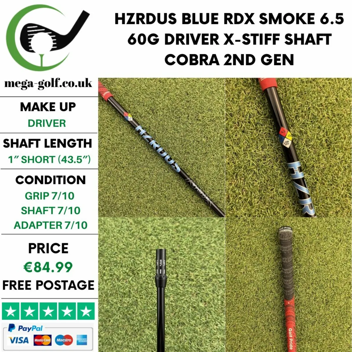 HZRDUS BLUE RDX SMOKE 6.5 60G DRIVER X-STIFF SHAFT - Image 1
