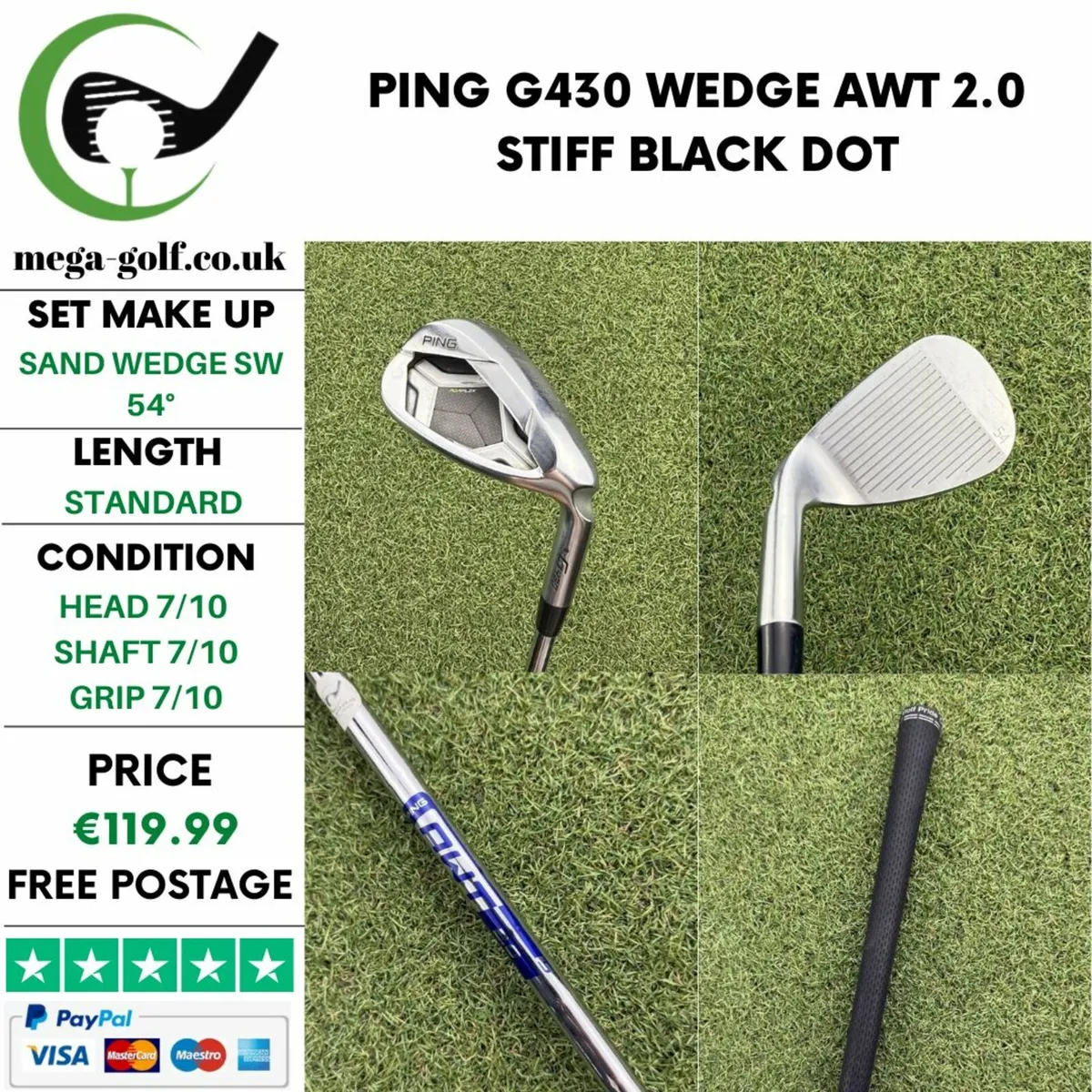 PING G430 WEDGE SW 54° / AWT 2.0 STIFF / BLACK DOT - Image 1