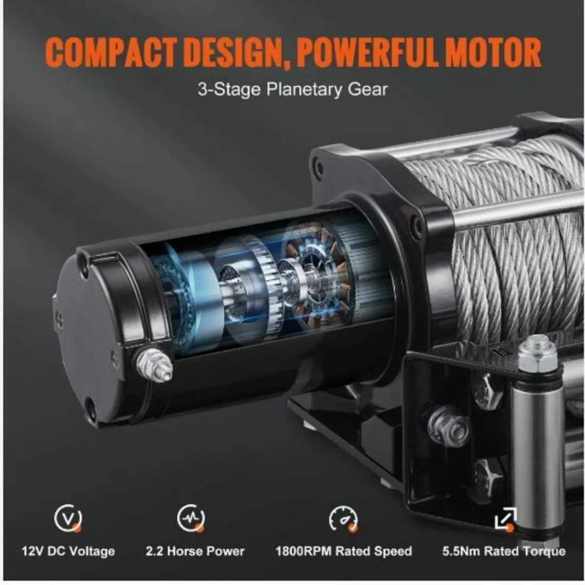 Electric Winch, 12V 4500 lb Load Capacity - Image 4