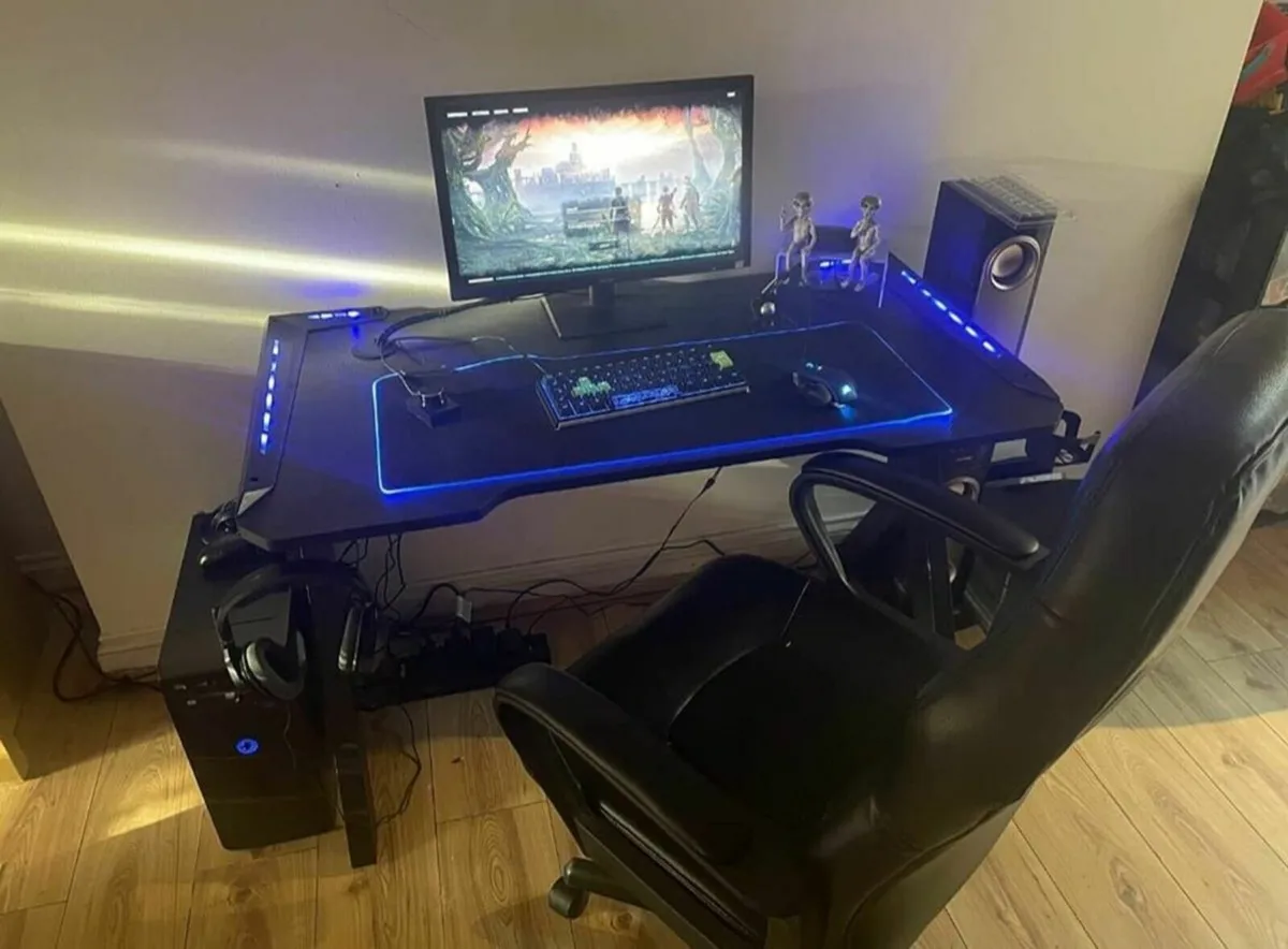 Office Gaming Desk with RGB LED Table - Image 4