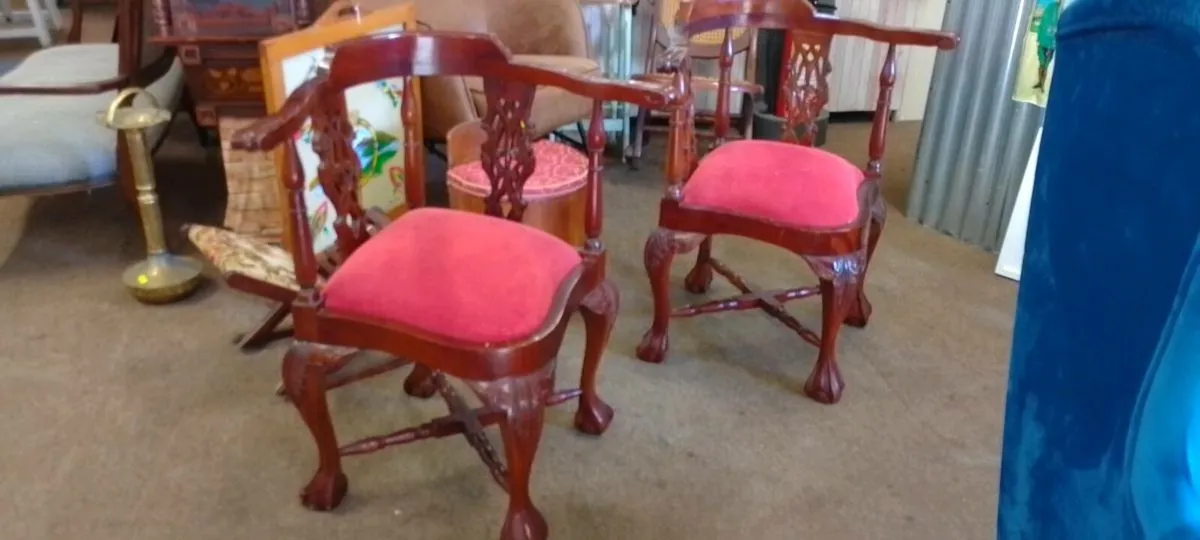 Pair Of Decorative Mahogany Corner Chairs - Image 1