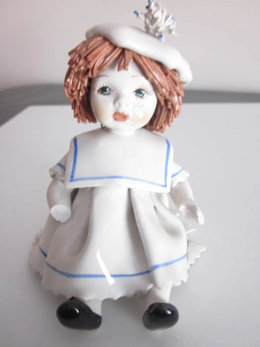 Lino Zampiva Spaghetti Hair Porcelain Girl Figure - Image 1
