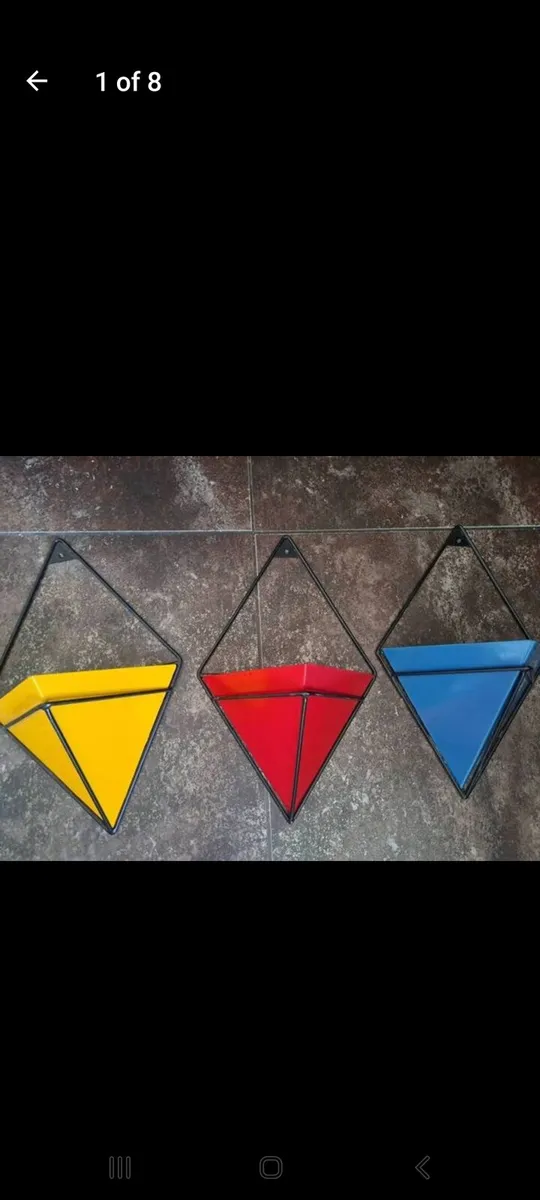 Red Teal Yellow Wall planter XL - Image 1