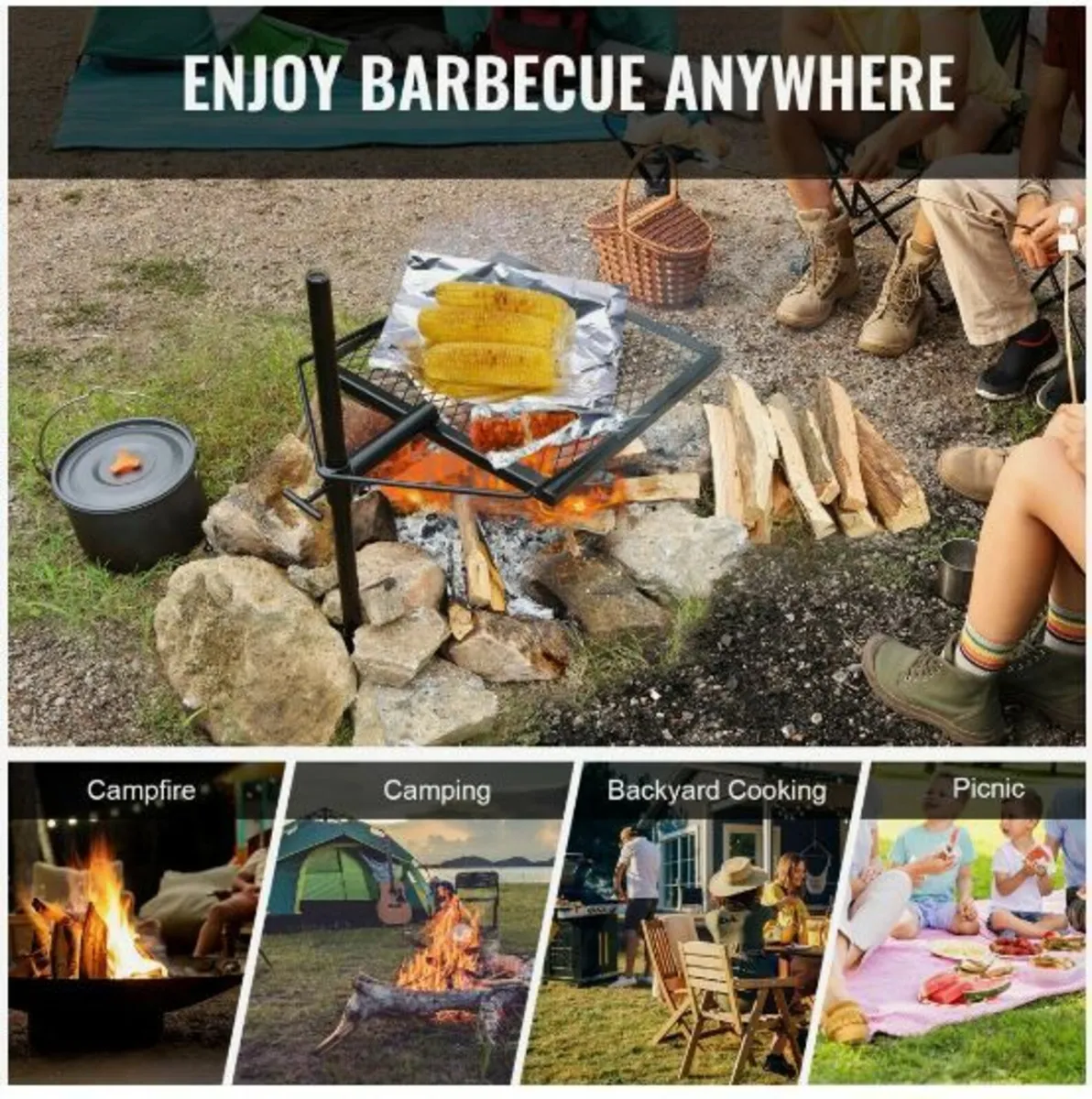 Swivel Campfire Grill Heavy Duty Steel - Image 2