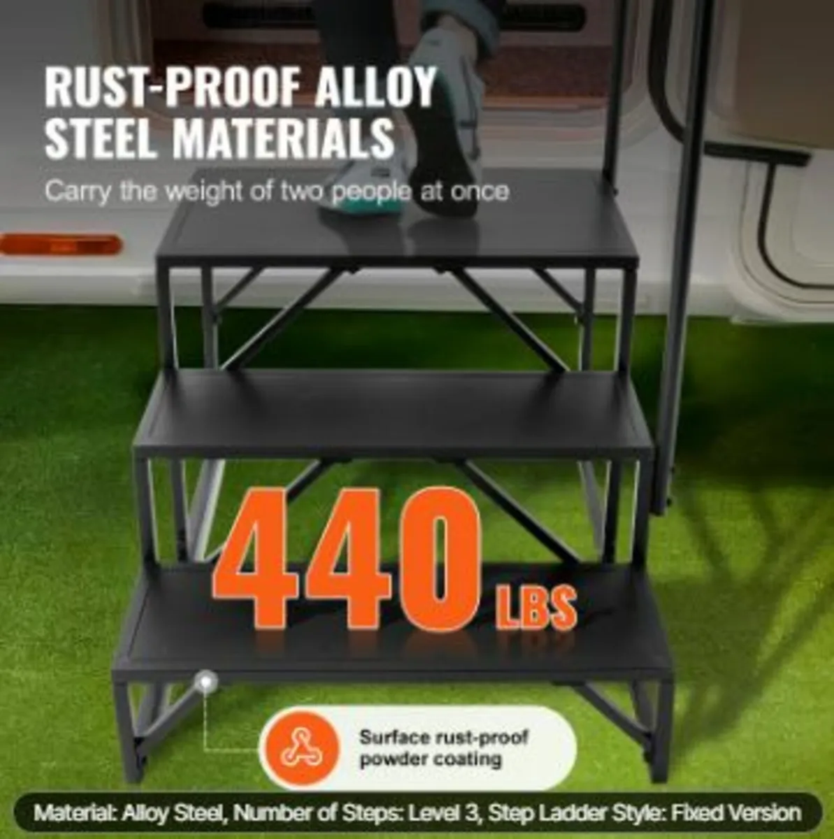 RV Steps, 3-Step RV Stairs, 440 LBS - Image 3