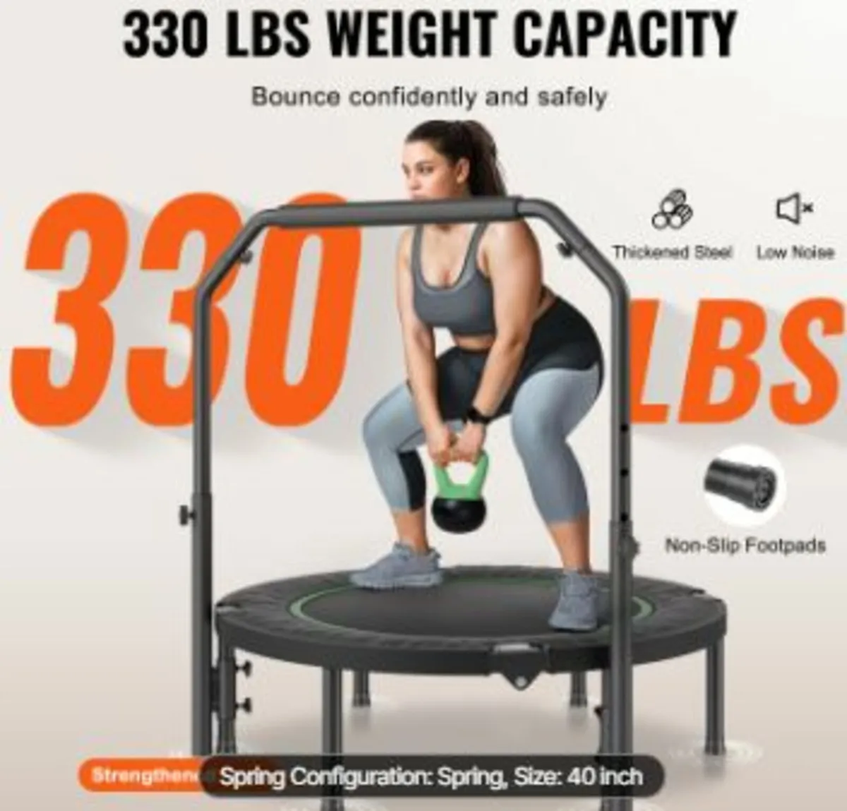 40" Foldable Mini Fitness Trampoline - Image 2