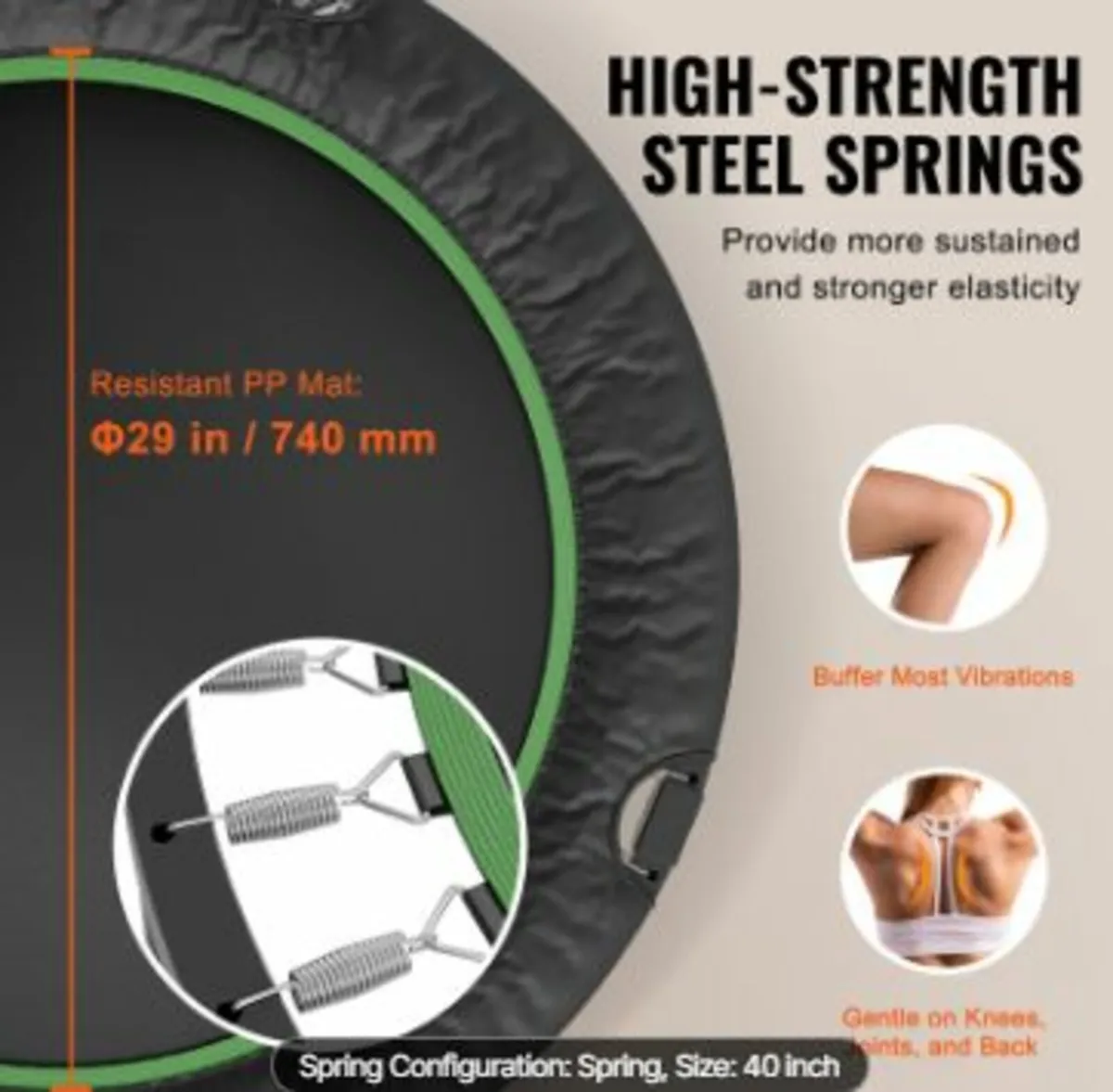 40" Foldable Mini Fitness Trampoline - Image 3