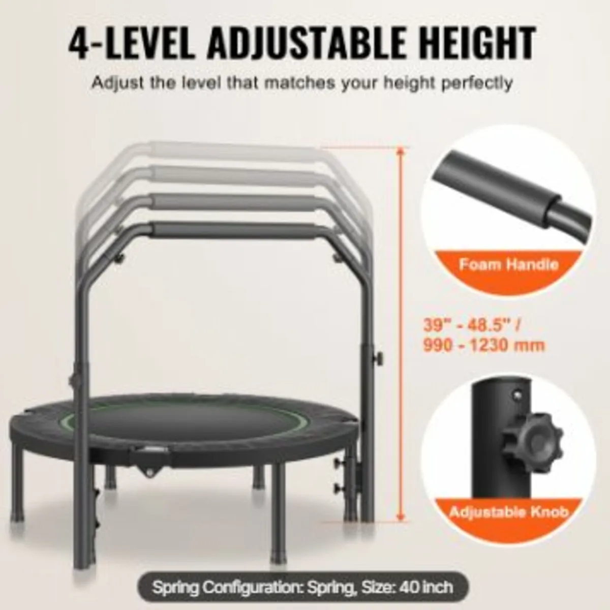 40" Foldable Mini Fitness Trampoline - Image 4