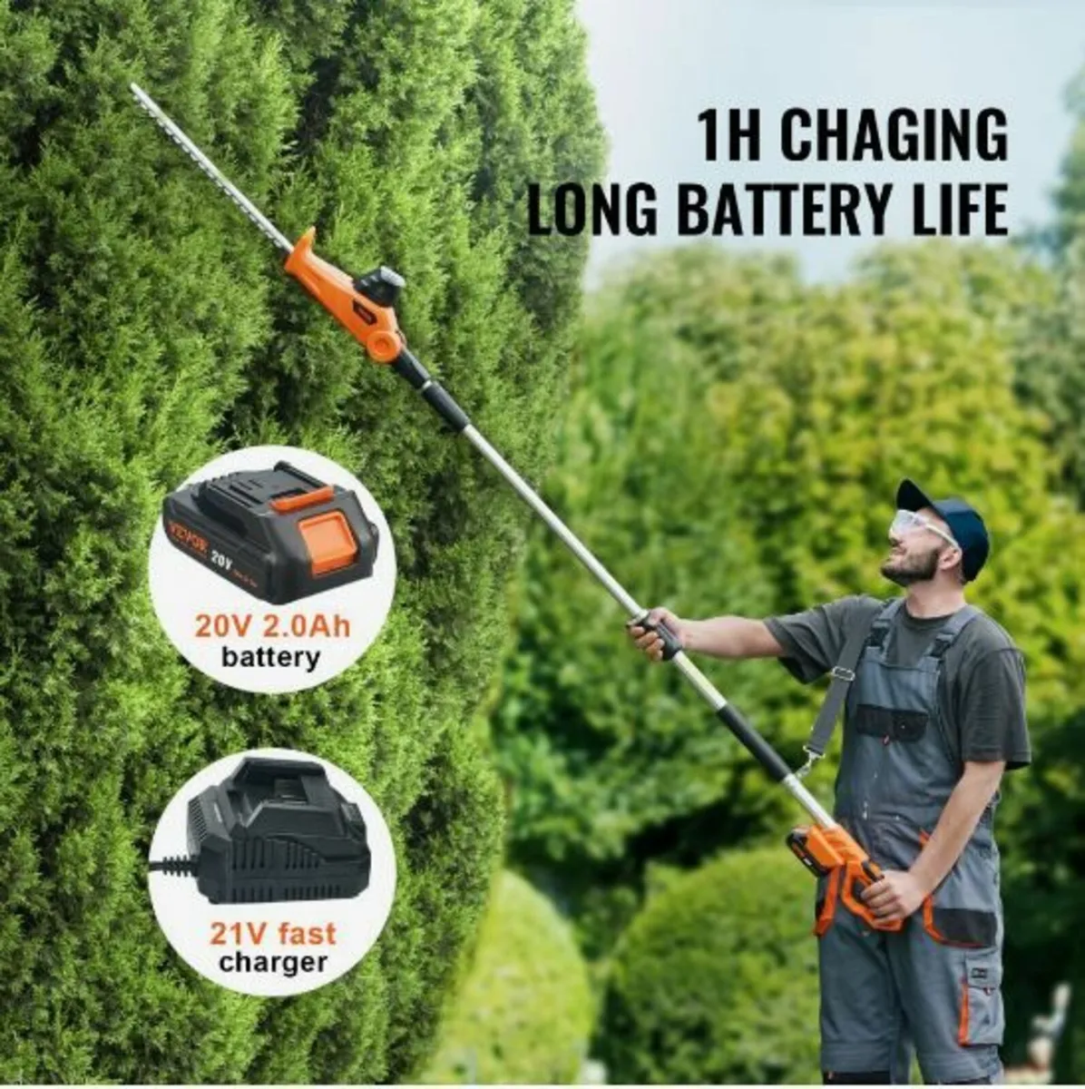 20V Cordless Hedge Trimmer Telescoping Pole - Image 4