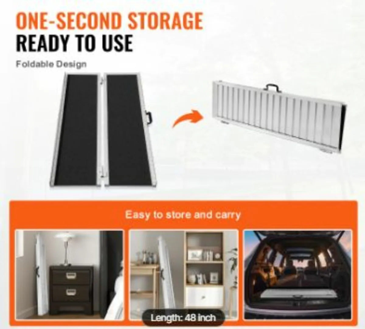 Portable Wheelchair Ramp, 4 ft 800 lbs - Image 2