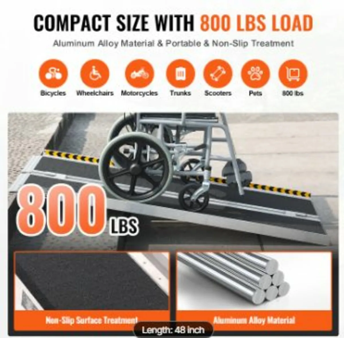 Portable Wheelchair Ramp, 4 ft 800 lbs - Image 3
