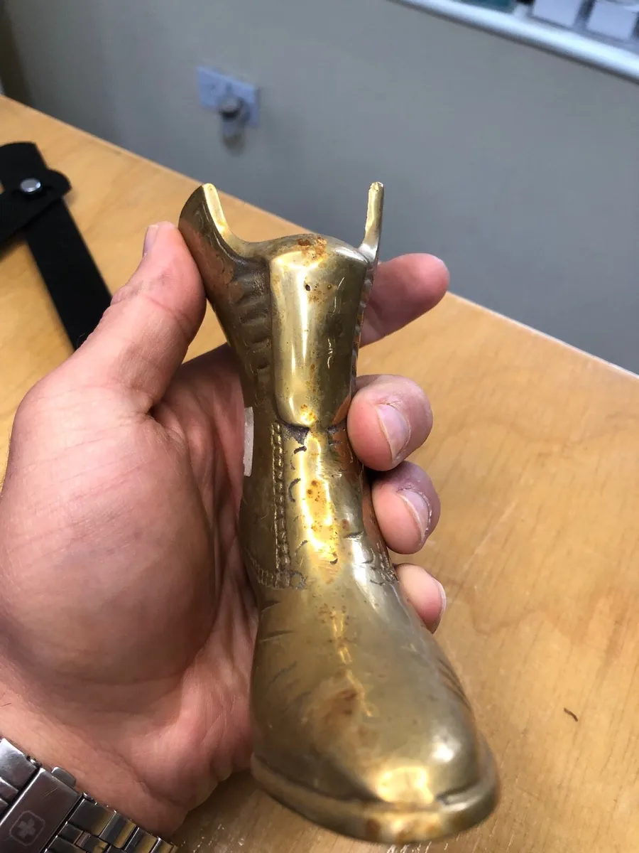 Vintage Solid Brass Shoe Figurine - Image 4