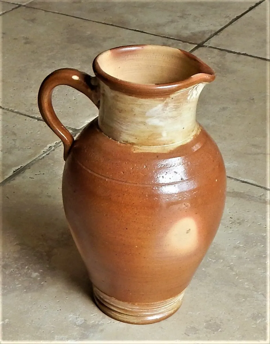 Large Glazed Stoneware Pottery Pitcher - Image 1