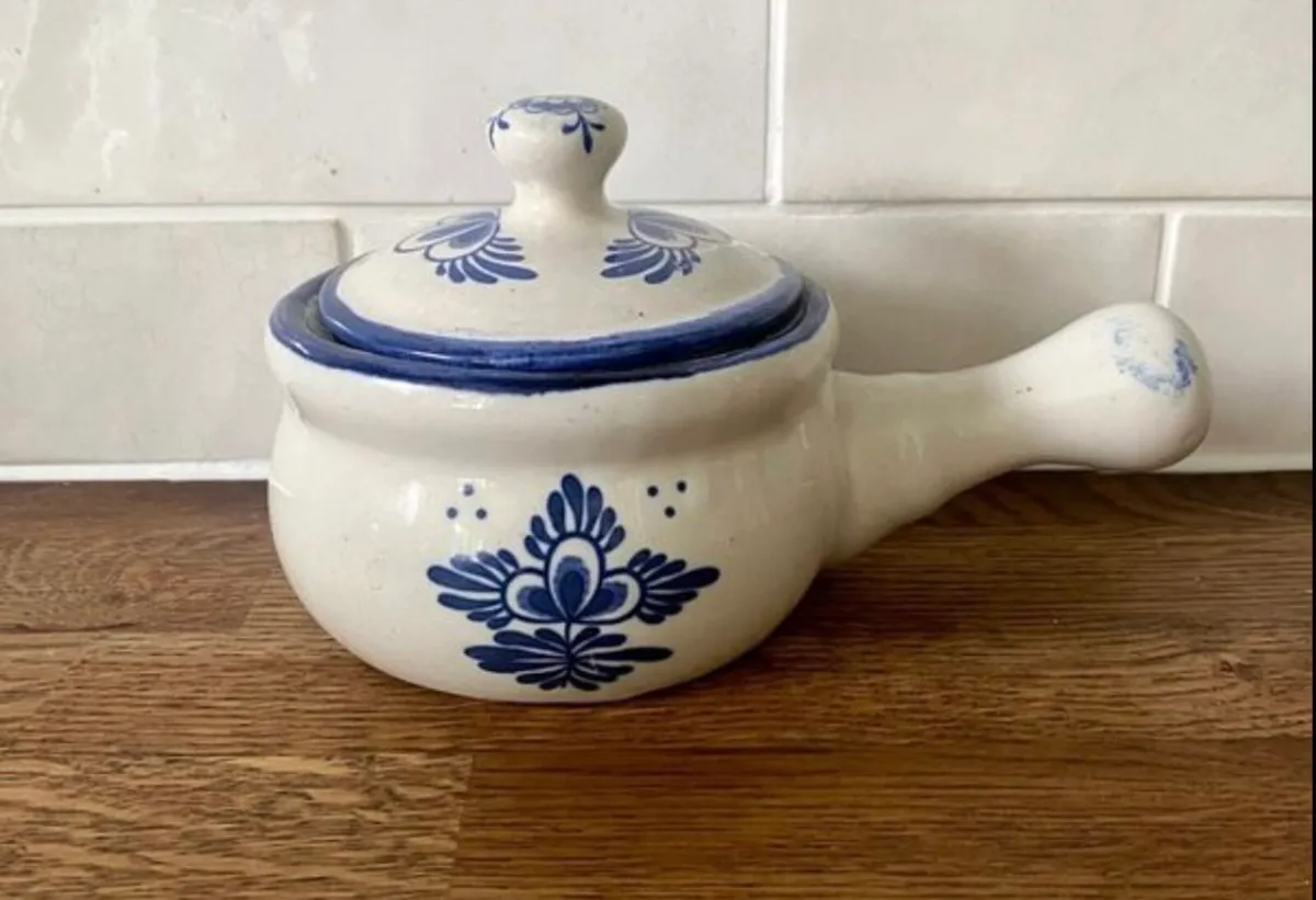 Vintage Portuguese Soup Crock Bowl With Lid - Image 1