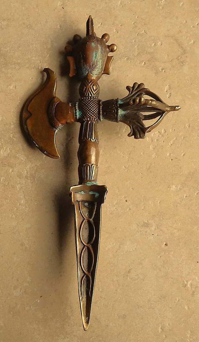 Small Vintage Bronze Tibetan Ritual Axe - Image 2