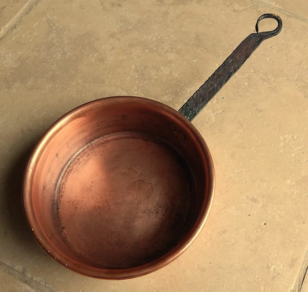 Vintage Copper Saucepan with Forged Iron Handle - Image 2