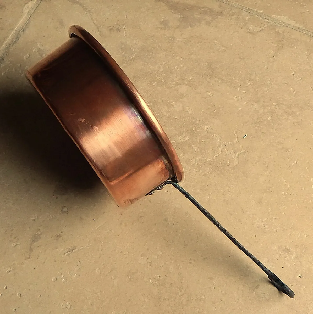 Vintage Copper Saucepan with Forged Iron Handle - Image 3