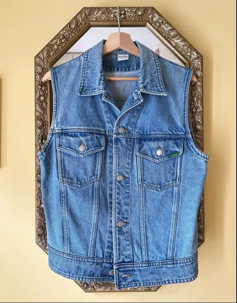 Vintage 90s United Colours of Benetton Denim Vest - Image 1
