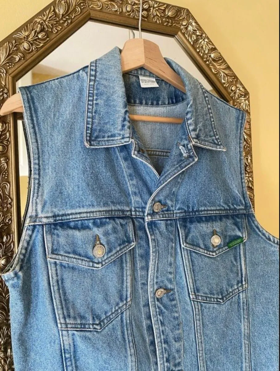 Vintage 90s United Colours of Benetton Denim Vest - Image 2