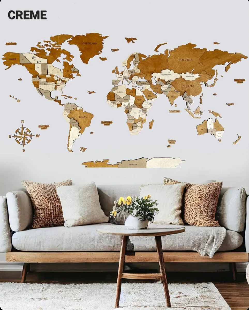 Wall Wooden Decor Map 3D - Image 1