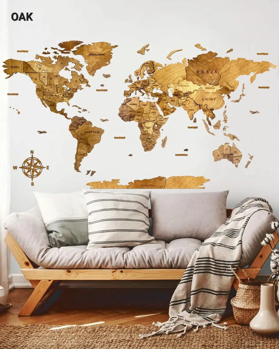 Wall Wooden Decor Map 3D - Image 4