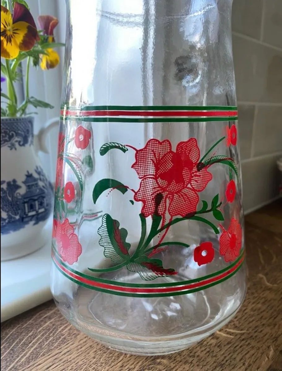 Vintage 70s Retro Floral Glass Jug 2 Litre - Image 3