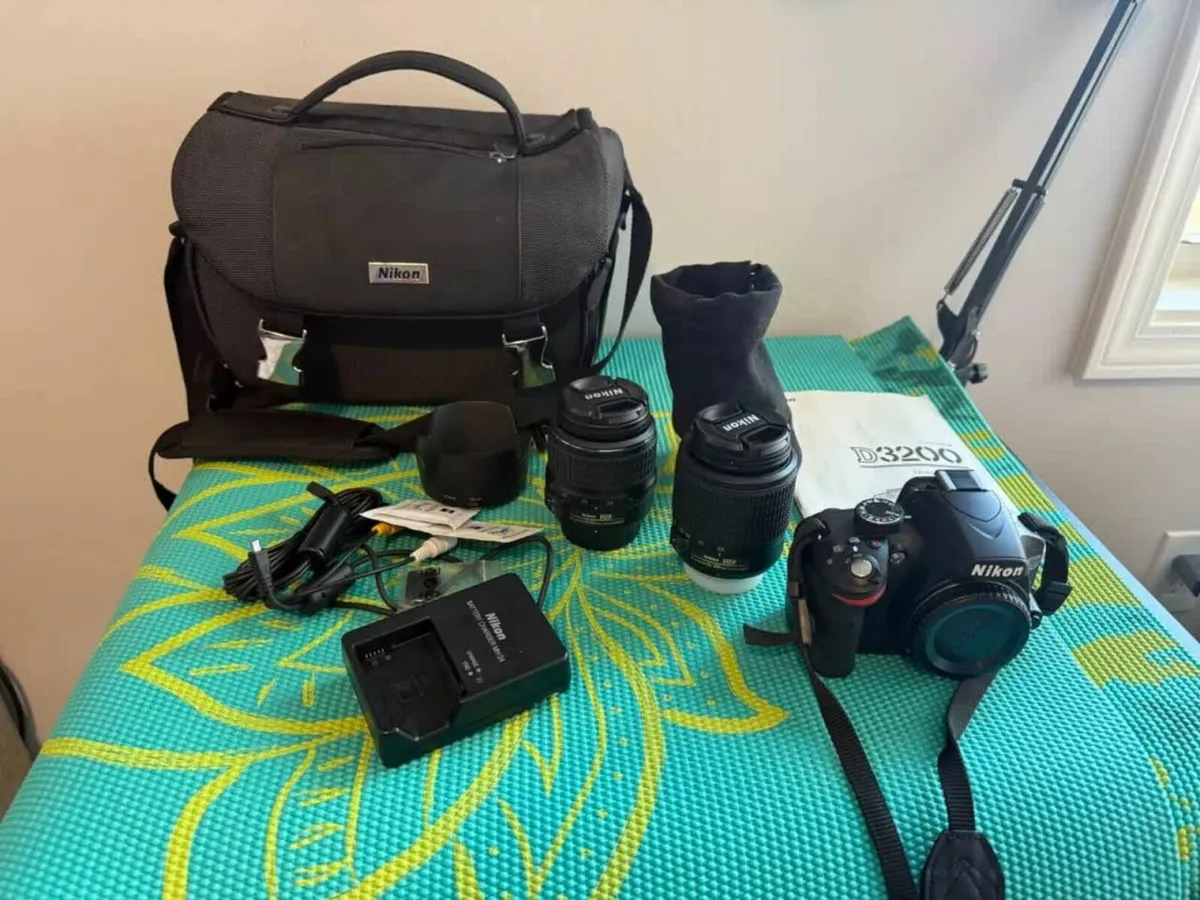 Nikon D3200 Digital SLR camera with lenses - Image 1
