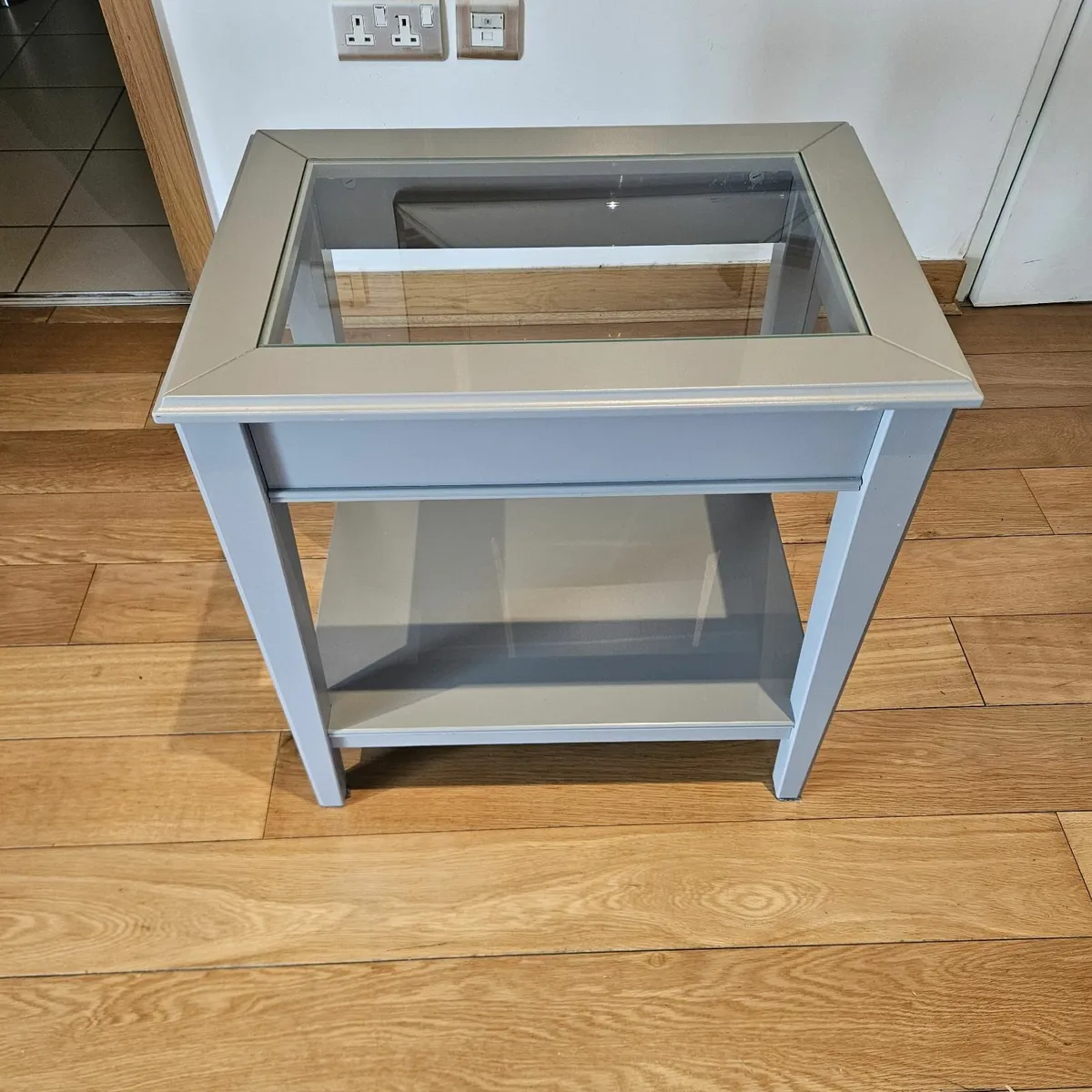 Grey Bedside Table with Glass Top - FREE - Image 1