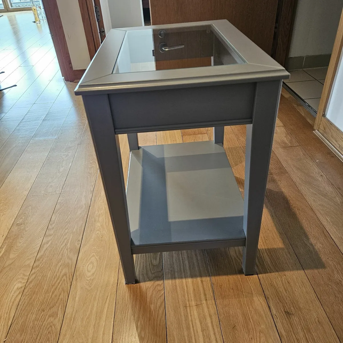 Grey Bedside Table with Glass Top - FREE - Image 2