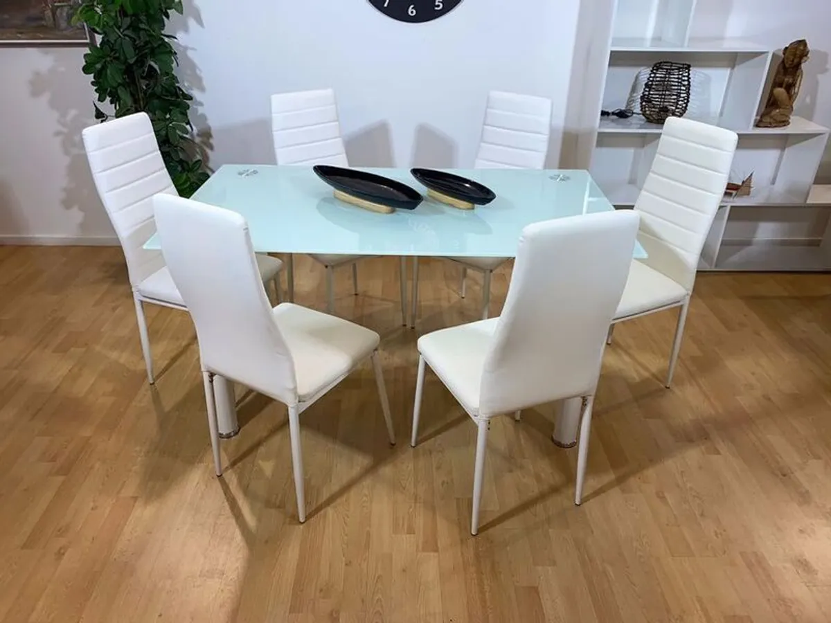 Glass dining table set with 6 chairs Free Delivery - Image 1