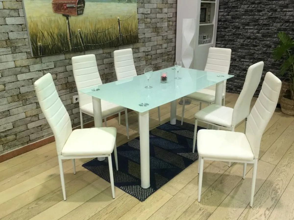 Glass dining table set with 6 chairs Free Delivery - Image 2