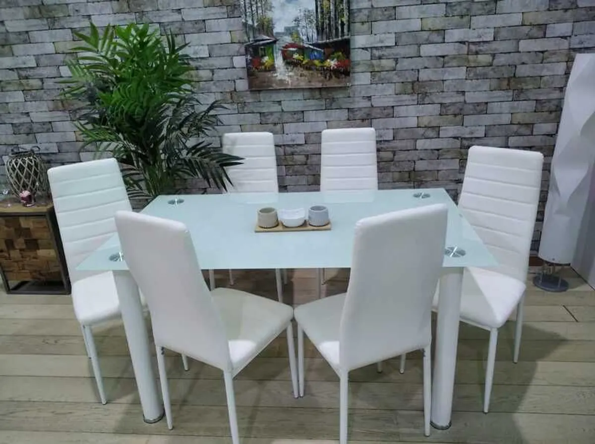 Glass dining table set with 6 chairs Free Delivery - Image 4