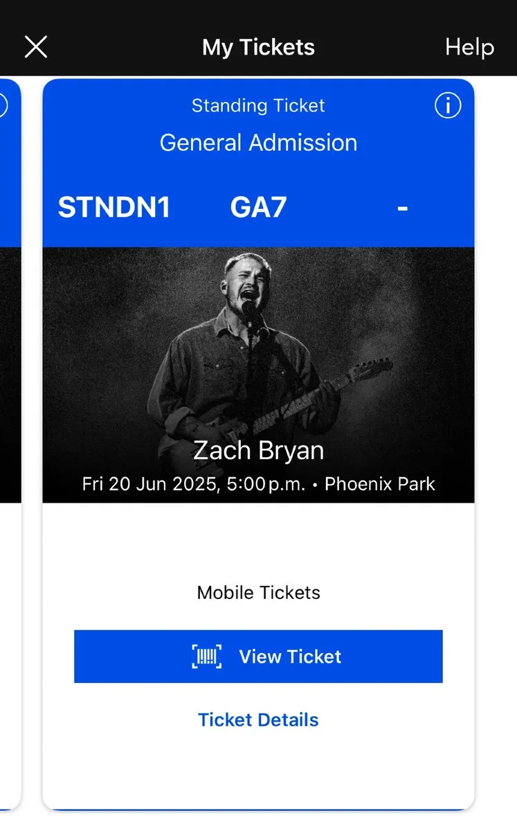 Standing Zach Bryan tickets - fri 20th June - Image 1