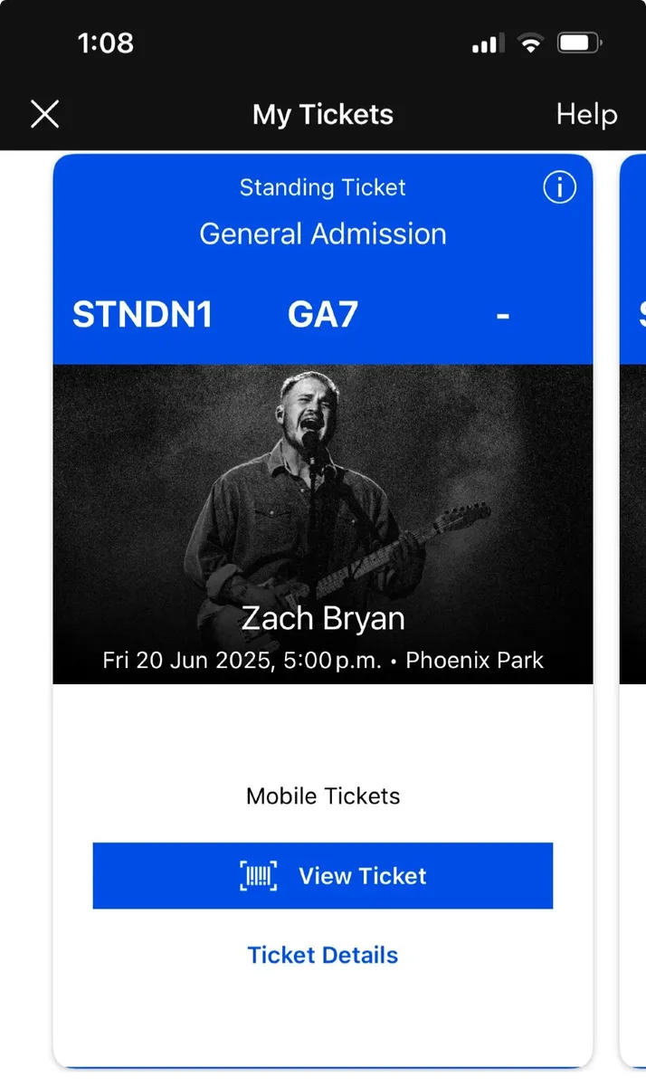 Standing Zach Bryan tickets - fri 20th June - Image 2