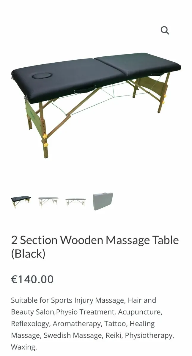 2 Section Wooden Massage Table (Black) - Image 1