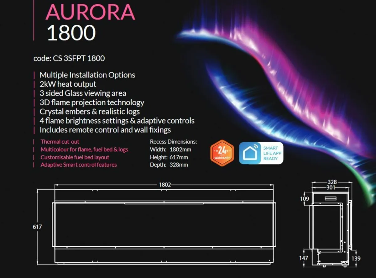 Aurora 1800 Electric Fire - Image 4