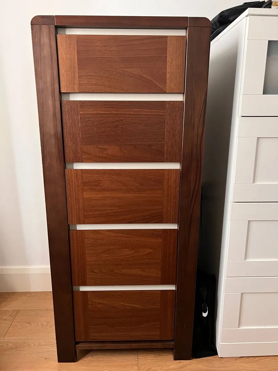 Chest of 5 drawers, brown 52x121 cm - Image 1