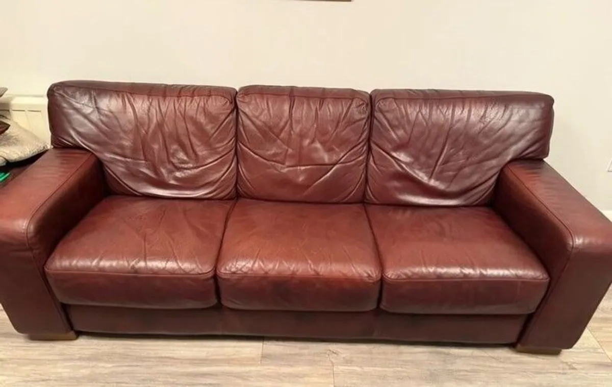 Genuine leather 3-seater sofa