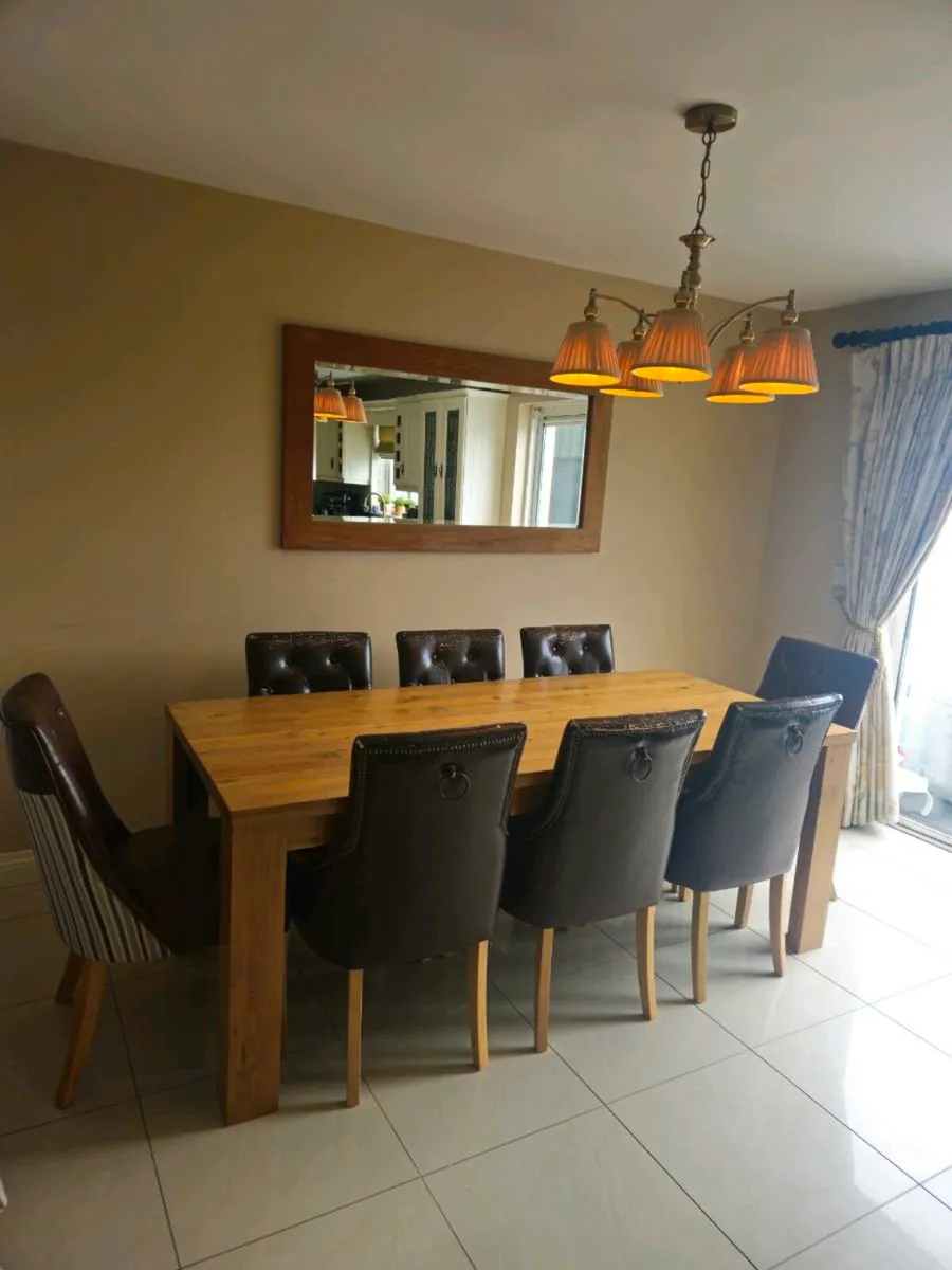 Kitchen Table (Solid Oak) & 8 Chairs - Image 1