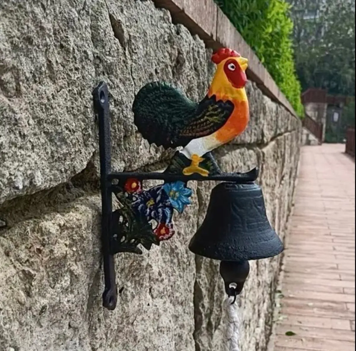 Cast Iron Hand-Painted Rooster Bell - Image 1