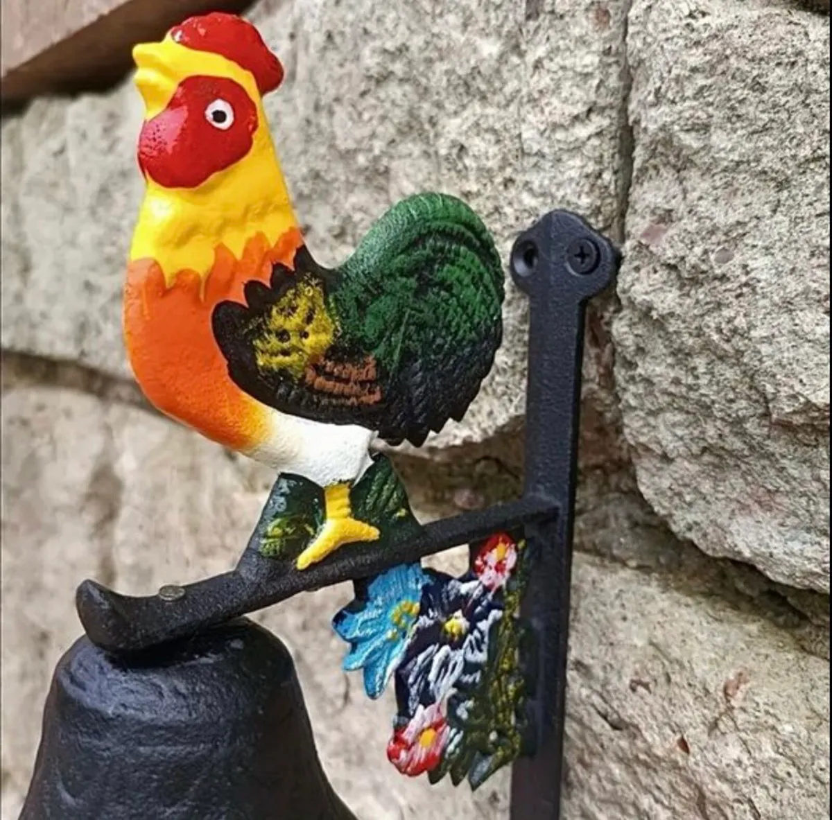Cast Iron Hand-Painted Rooster Bell - Image 3