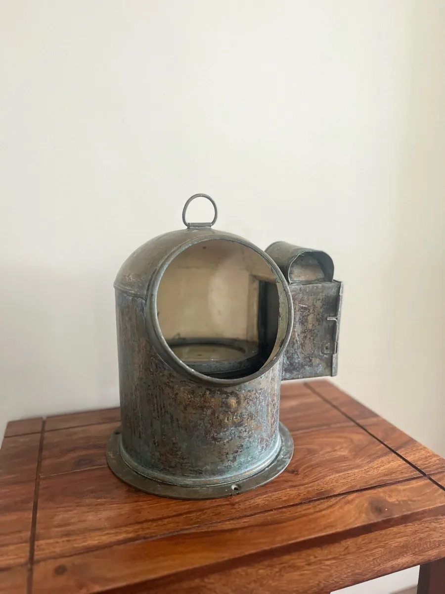 Antique 1826 Stamped Brass Ships Compass Oil lamp - Image 1