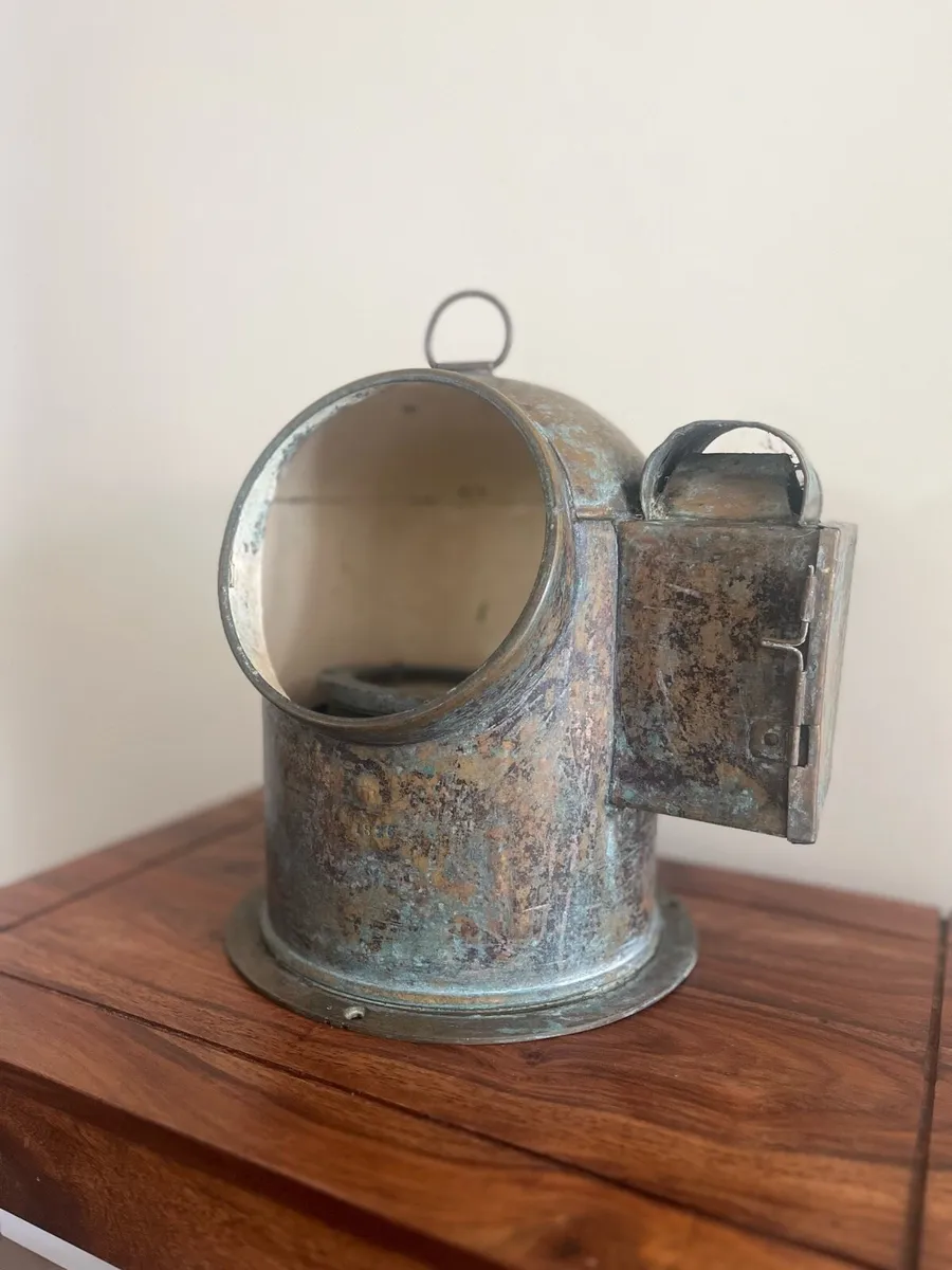Antique 1826 Stamped Brass Ships Compass Oil lamp - Image 3