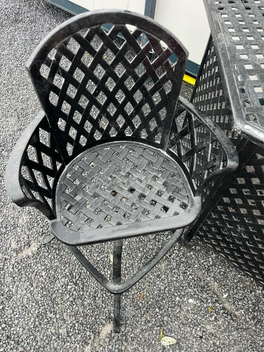 Cast Iron Bar Height Table w/ Swivel Chairs - Image 4