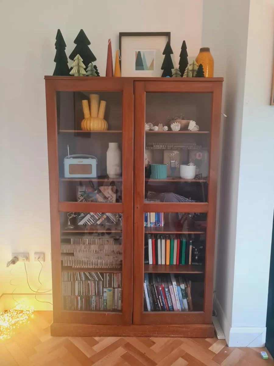 Antique Bookshelf with Glass Doors - Image 1