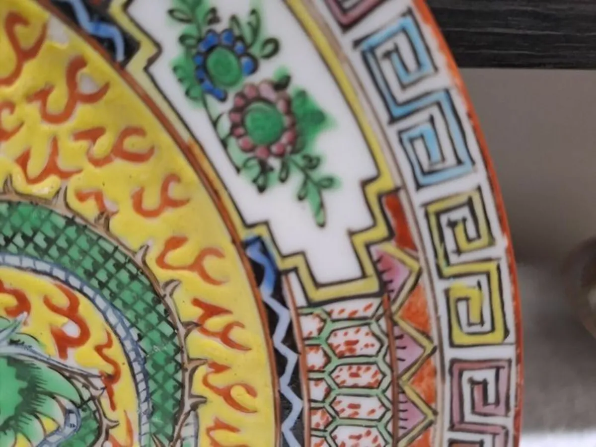 Display plate Chinese with dragons yellow - Image 2