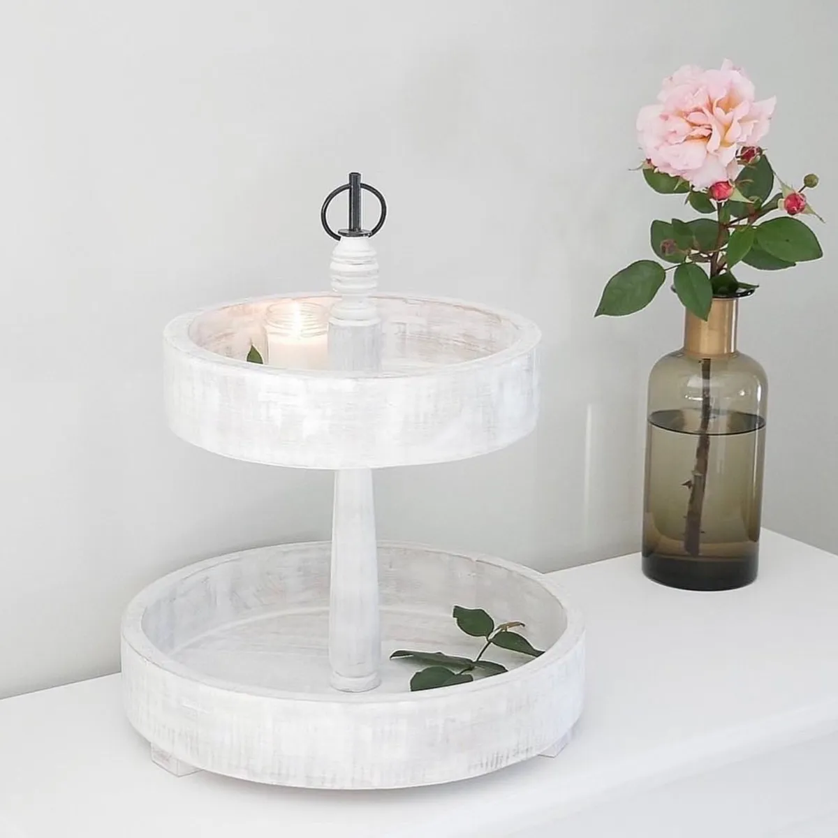 Wooden two tier tray table - Image 1
