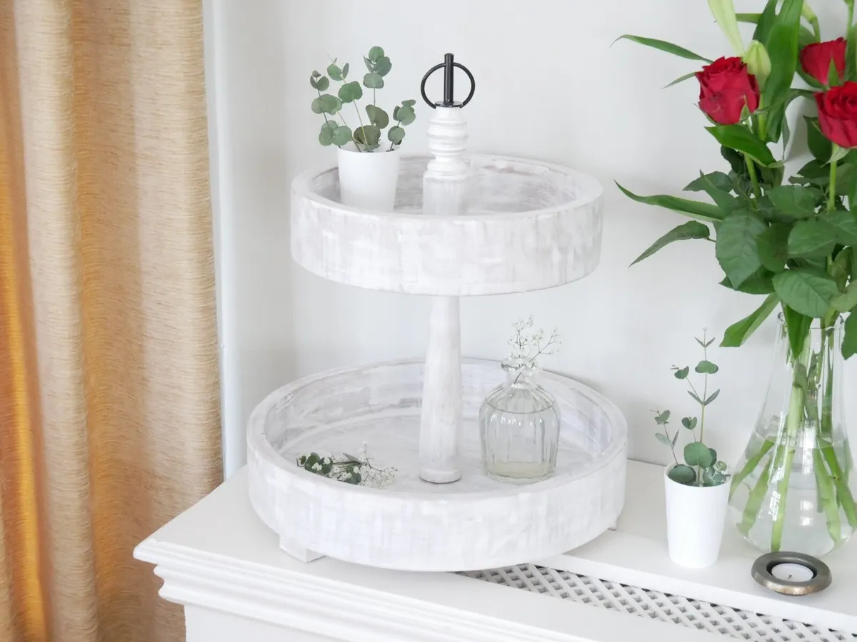 Wooden two tier tray table - Image 4
