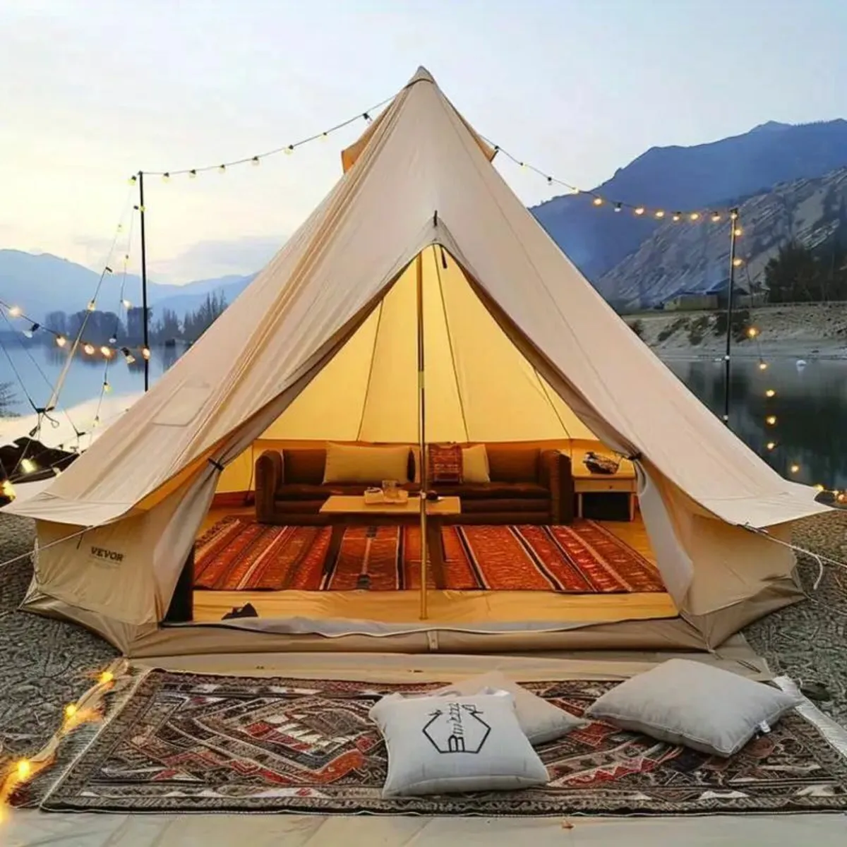 Spacious 6-Meter Canvas Yurt Tent for Camping - Image 1